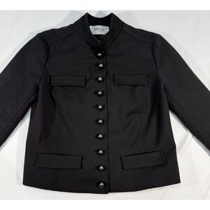 Per Se by Carlisle Black Military Mandarin Collar‎ Button Front Jacket Size 6